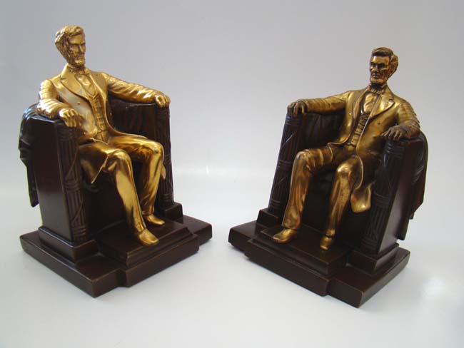A pair of "LINCOLN in the Chair" bookends made by Jennings Brothers circa 1935 — image 2